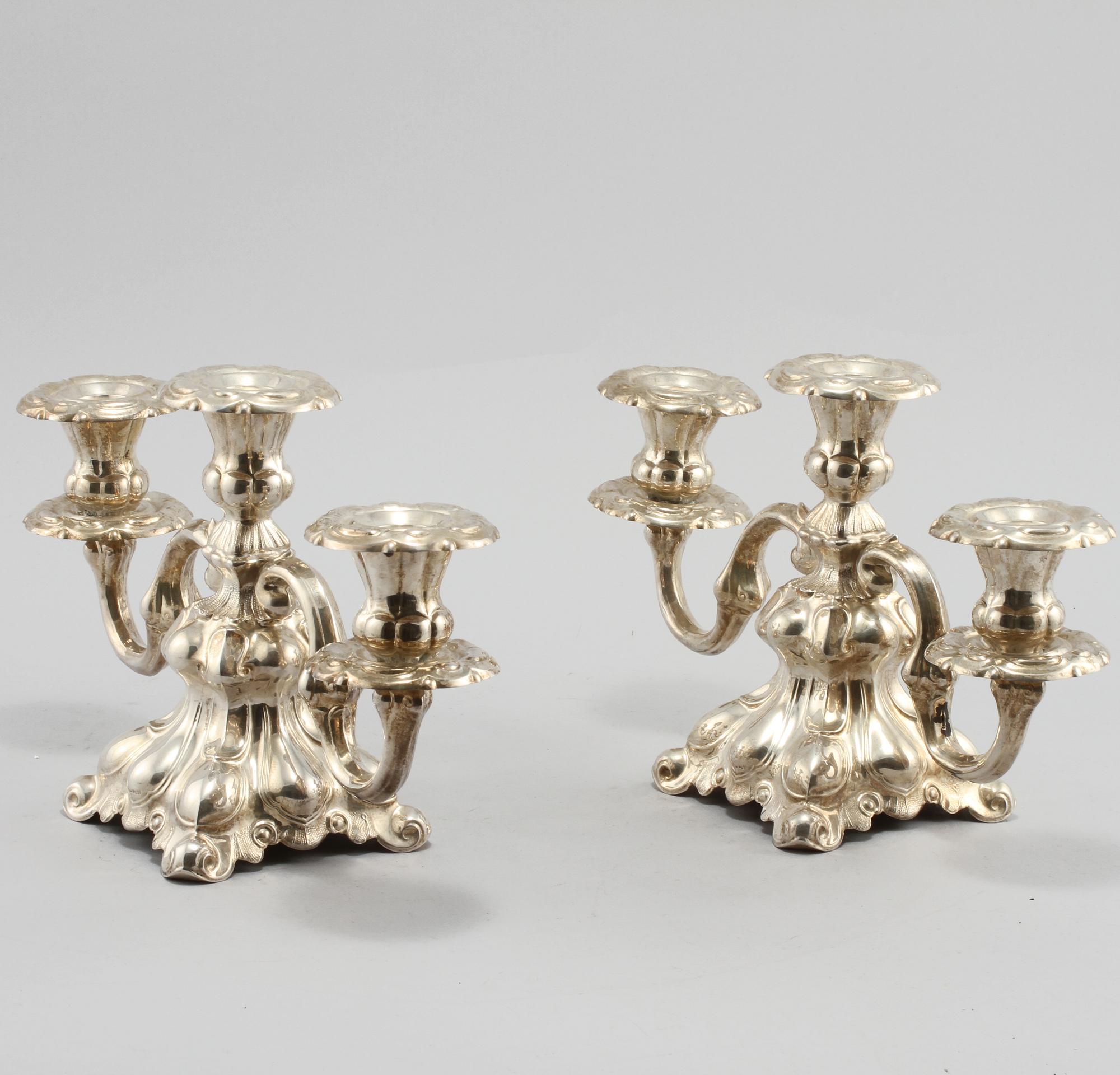 KANDELABRAR, ett par, silver, Tenn och Silver, Göteborg, 1957.