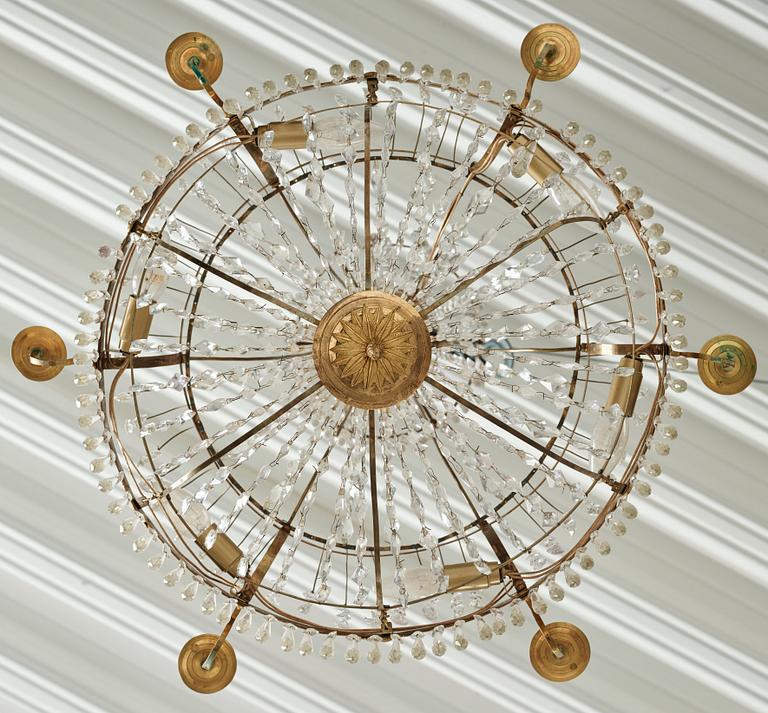 A late Gustavian six-light chandelier, early 19th century.