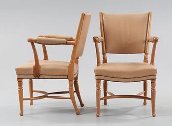 A set of six Josef Frank mahogany dining chairs, model 725, Svenskt Tenn.