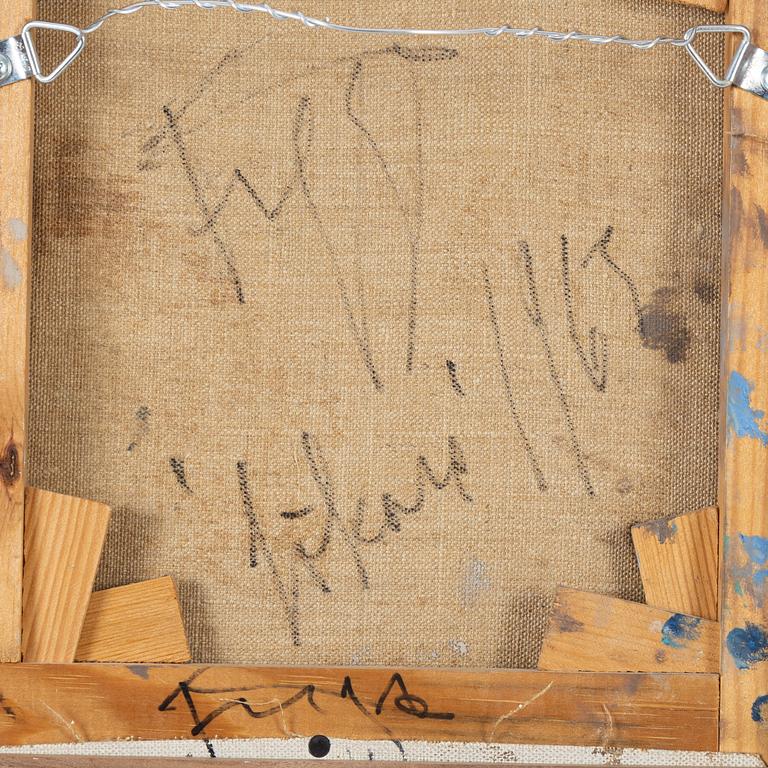 Eddie Figge, oil and metal on canvas, signed and dated 1963 verso.