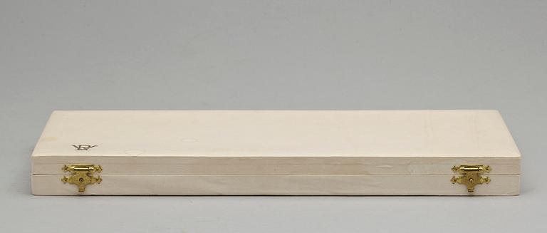 DESSERTBESTICK, 12 st, förgyllt sterlingsilver och emalj, David Andersen, Norge.
