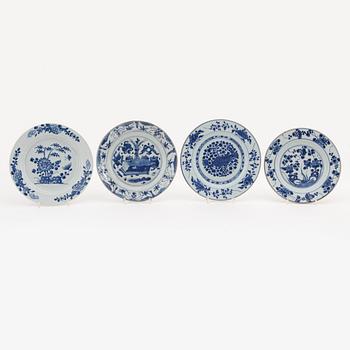 A set of eight blue and white dishes, Qing dynasty, Qianlong (1736-95).