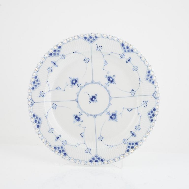 Plates, 3 pcs, porcelain, "Musselmalet", full lace, Royal Copenhagen, Denmark.