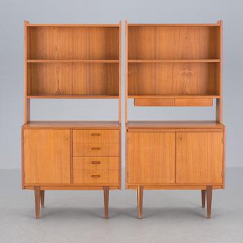 HYLLOR, två st, teak. 1900-talets mitt.