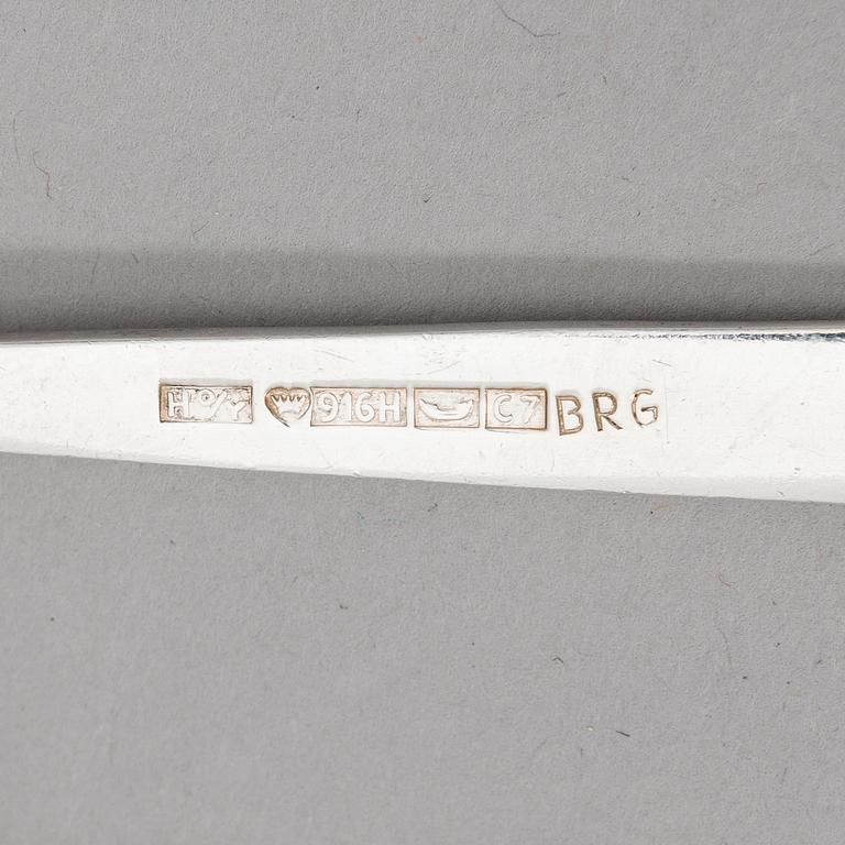 Bertel Gardberg, A 42-piece set of "Birgitta" silver cutlery, marked BG, Hopeatehdas oy, Helsinki 1956-65.