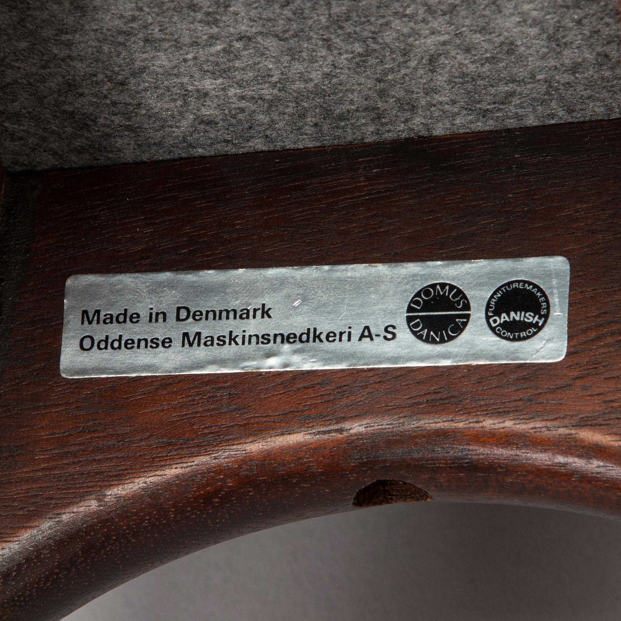 Erik Buck, a pair of 1960s 'OD-61' bar stools for Odense Maskinsnedkeri A-S, Denmark.