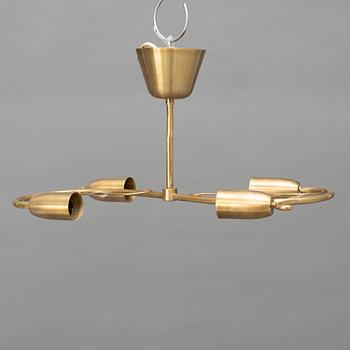 A brass ceiling lamp, marked K&H, Norway, mid 20th century.