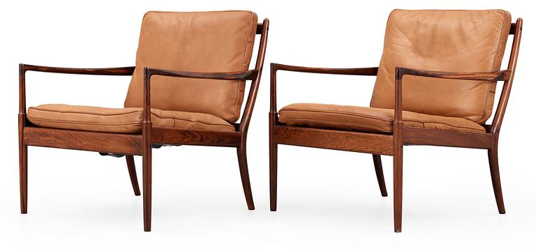 A pair of Ib Kofod Larsen 'Samsö' palisander armchairs by OPE Möbler, Sweden, 1960's.