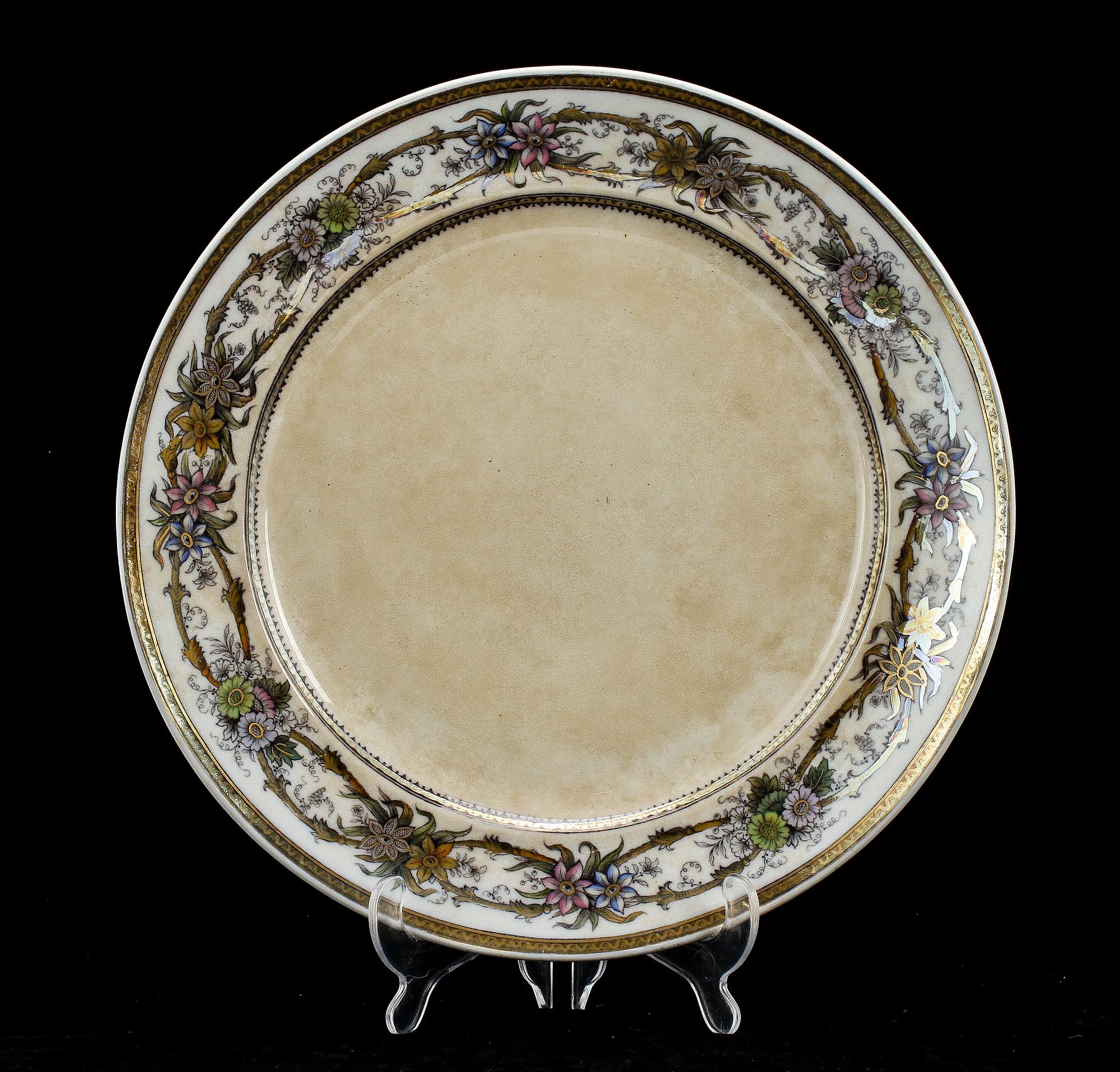 SERVISDELAR, 65 st, flintgods, "Iris", Rörstrand, 1872-1910.