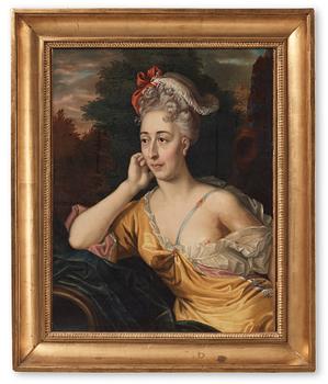 628. Lucas von Breda dä Attributed to, Allegory portrait of a lady.