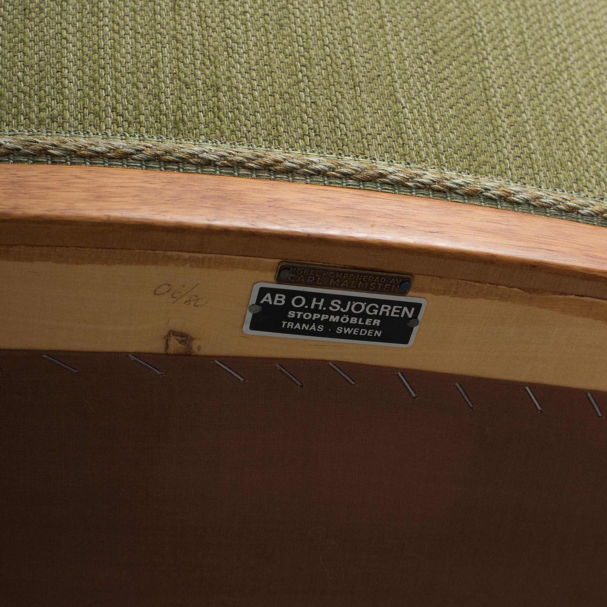 CARL MALMSTEN, fåtölj, "Vår fru", för AB OH Sjögren, Tranås, 1900-talets andra hälft.