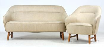 SOFFA SAMT FÅTÖLJ, 1950-tal.