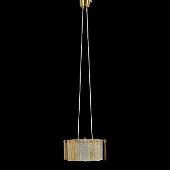 TAKLAMPA, glas och mässing, 1960/70-tal.