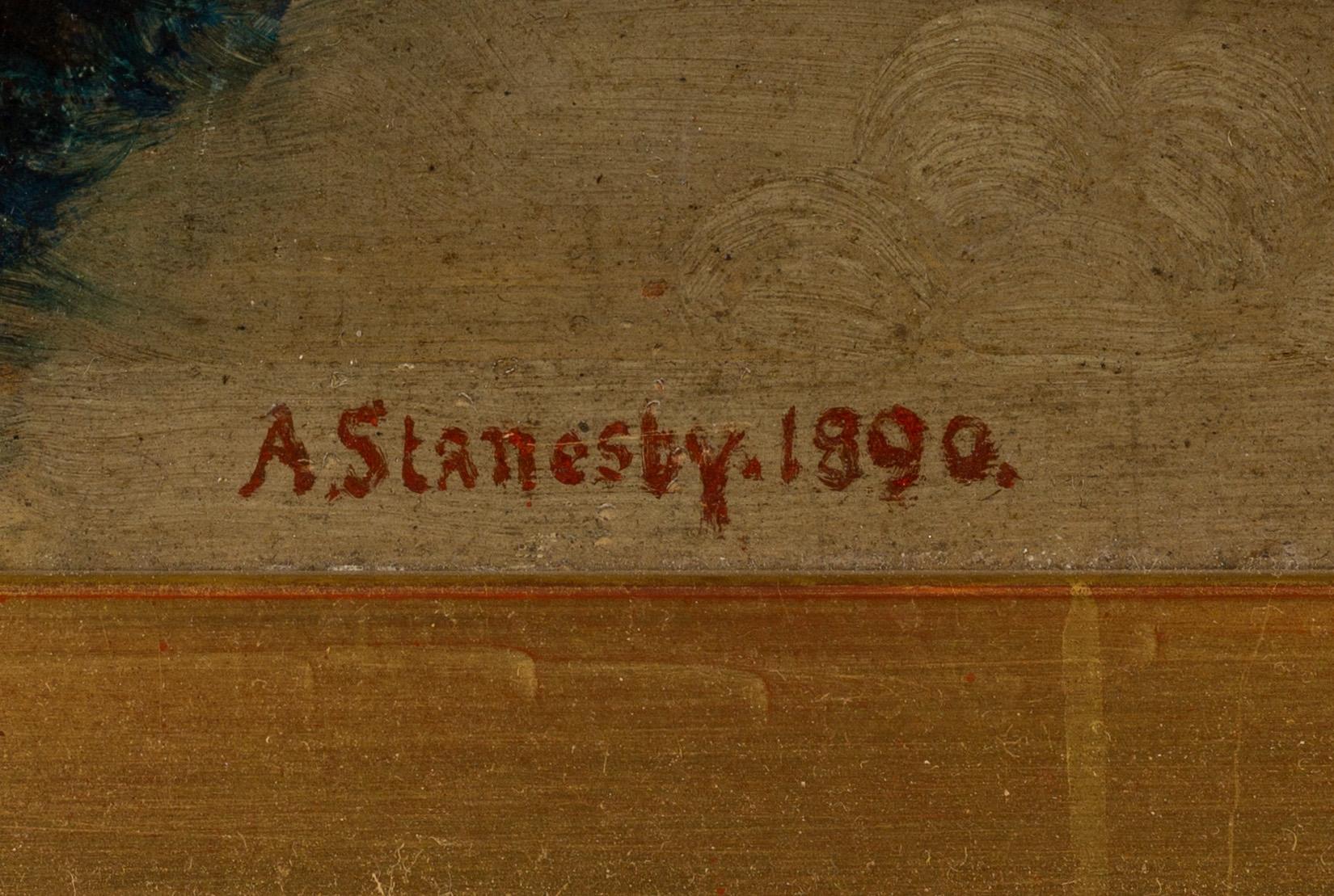 Okänd konstnär 1800-tal, olja på pannå, England, 1890.