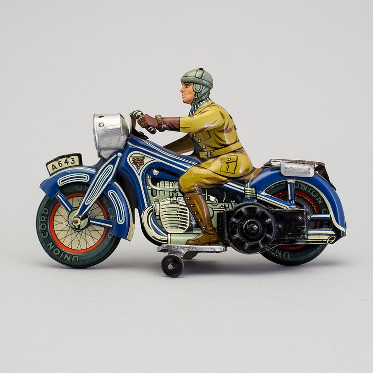 A tinplate Arnold motorcycle, Germany, 1930/40s.