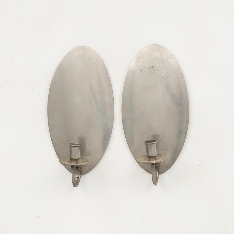 Ernst Svedbom, a pair of wall sconces Vetlanda 1930 pewter.