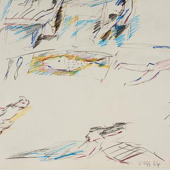 JAN VOSS, teckning, signerad och daterad -64.