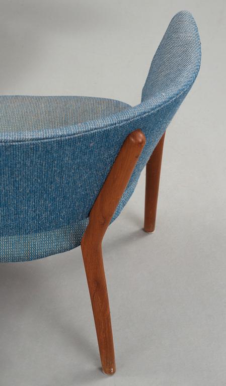 Nanna & Jørgen Ditzel, an upholstered teak settee and lounge chair, Søren Willadsen, Denmark 1950's.