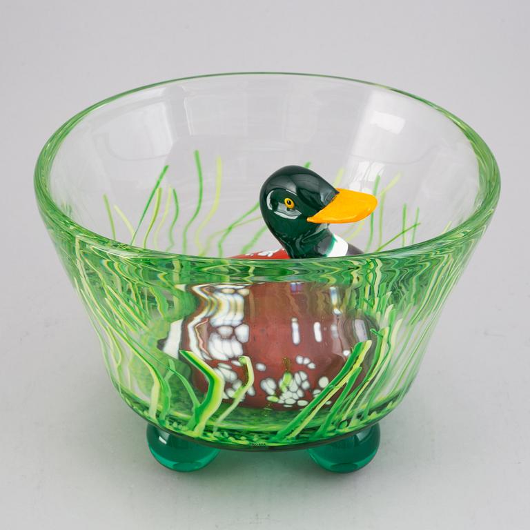 Ernst Billgren, skulptur, glas, "And i Vas", Kosta Boda, numrerad 15/30, signerad.