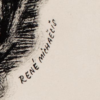 RENÉ MICHAËLIS, mixed media on cardboard, signed.