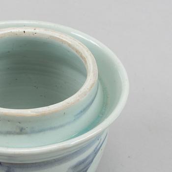 A blue and white pot, South east asian, 20th century.