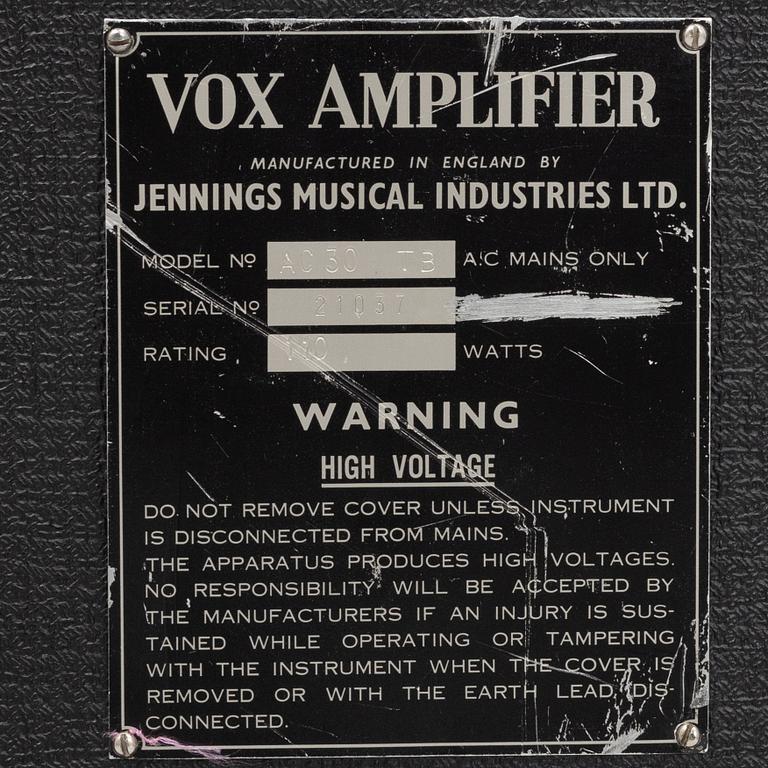 Vox, "AC-30 Top Boost", guitar amplifier 1960s, England.