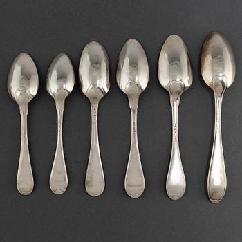 22 silver spoons, Sweden 18th/19th century.