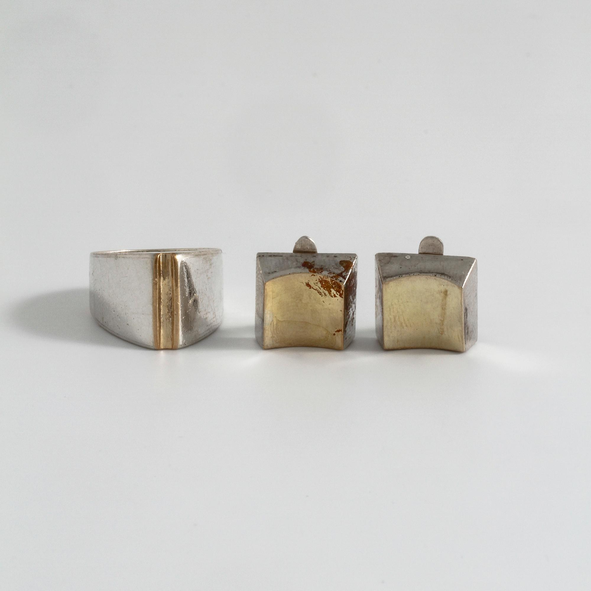 ELON ARENHILL, ring samt örhängen, Malmö, 1967.