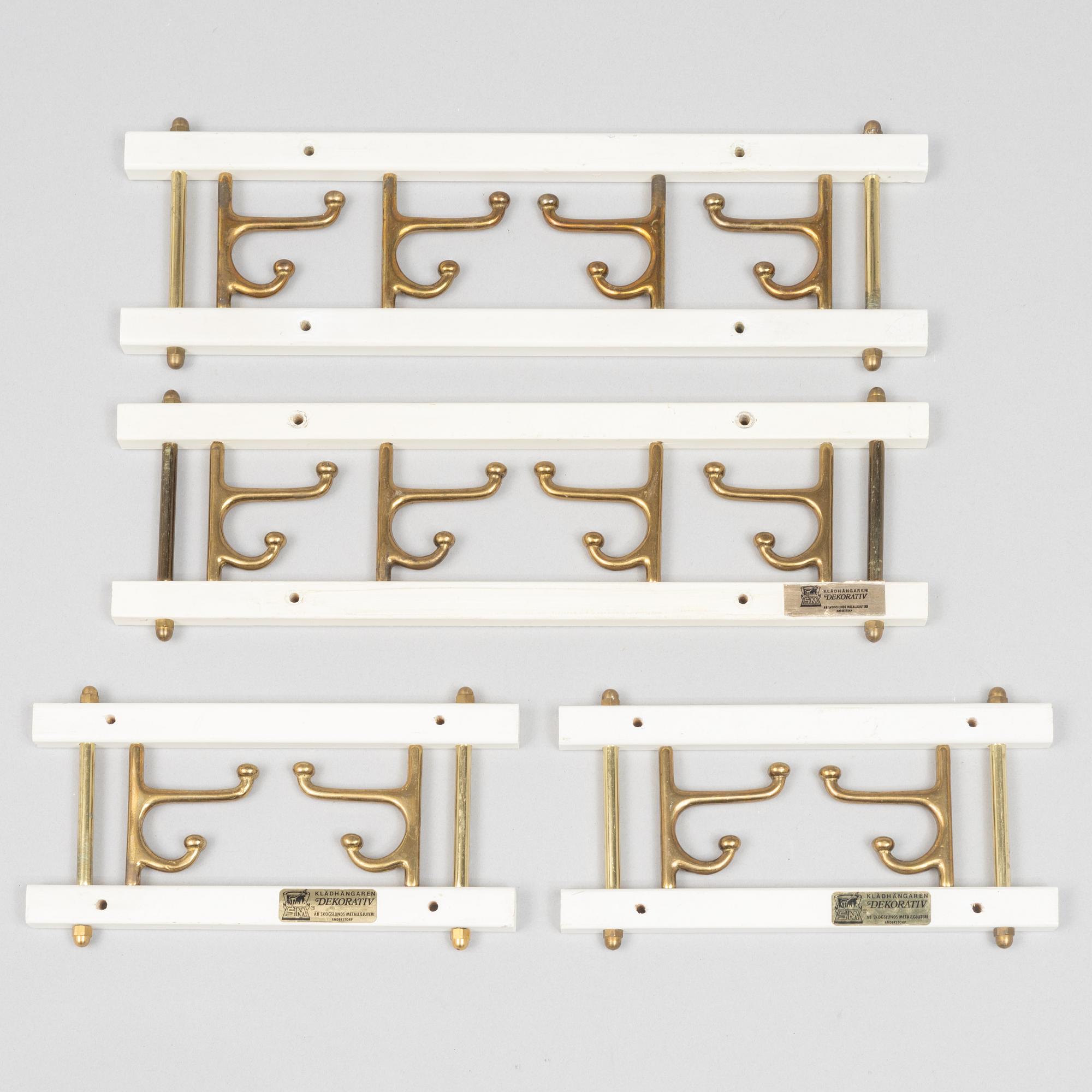 Two pairs of 'Dekorativ' coat hangers, Skoglunds metallgjuteri, Anderstorp, 1950s/60s.
