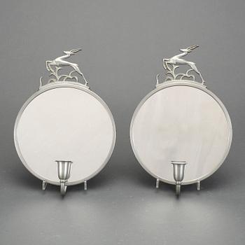 SPEGELLAMPETTER, ett par, tenn, art deco, 1900-talets första hälft.