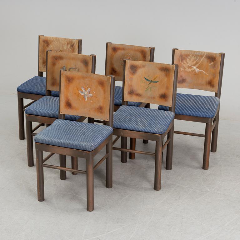 A set of six swedish chairs, probably 1930s.