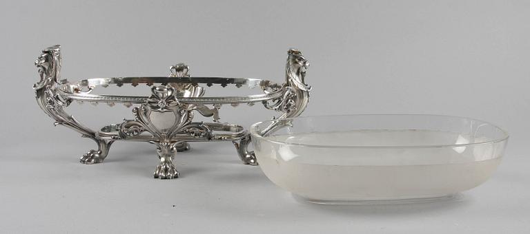 JARDINIERE, vitmetall och glas, Christofle, Paris, Frankrike, omkring 1900.