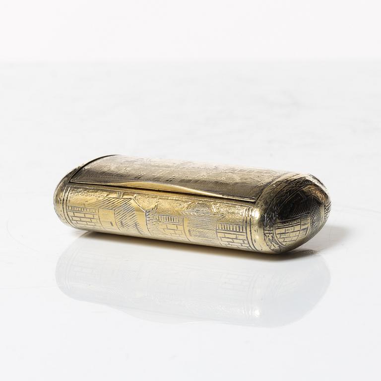 A Russian silver gilt box, indistinct marks, probably Moscow, 19th century.