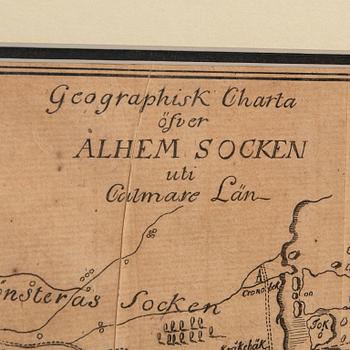 Map, "Geographical chart of Ålhem parish in Calmar County", 18th century.