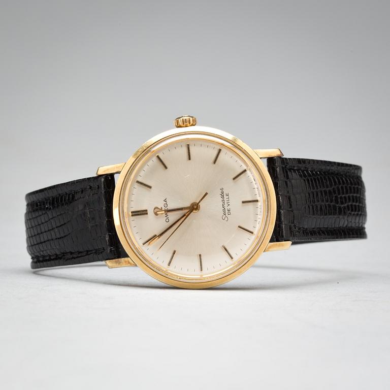 ARMBANDSUR, 14 k guld på stål, Omega Seamaster "De Ville". 1964.