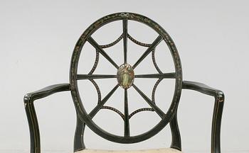 KARMSTOL, Hepplewhite-stil, omkring sekelskiftet 1900.