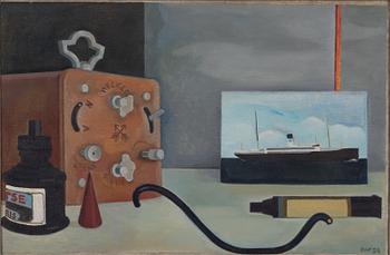 Erik Wessel-Fougstedt, Still life with ship painting.