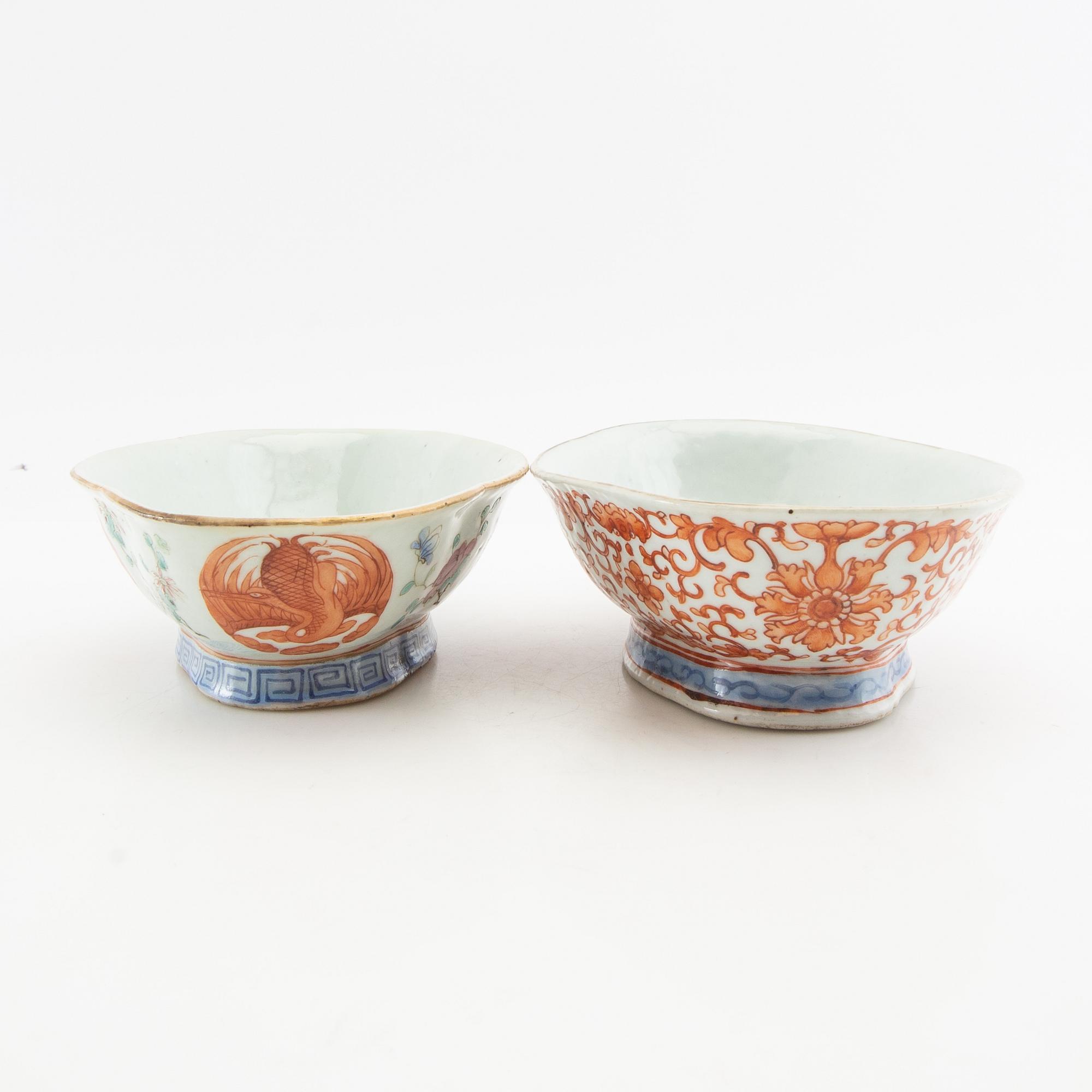 Skålar 2 st Kina 1800-tal porslin.