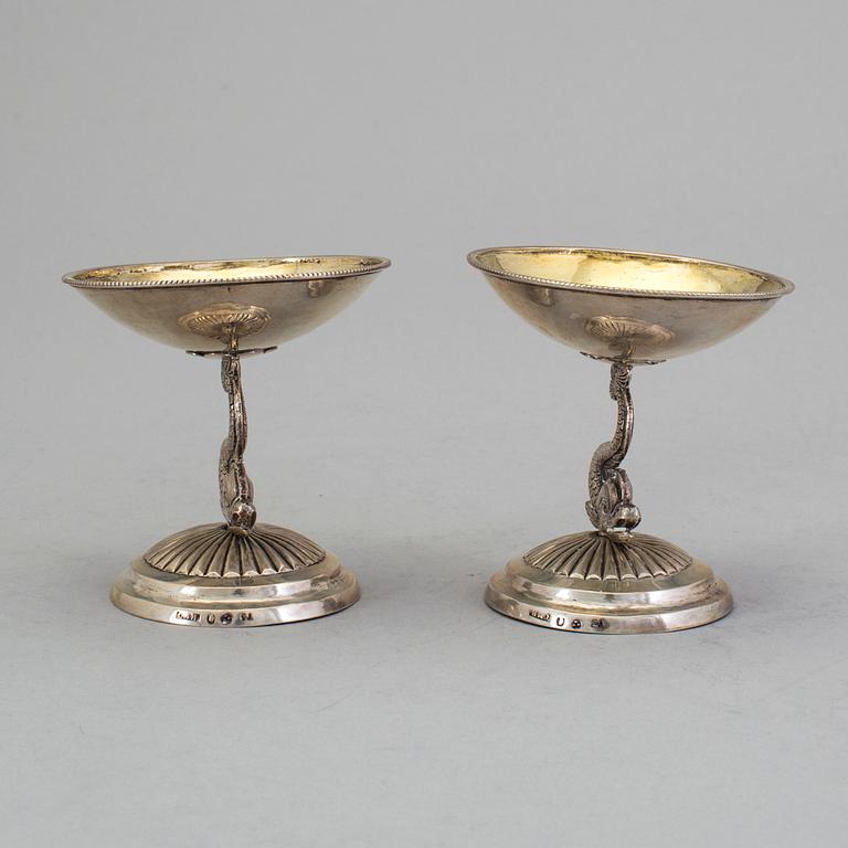 A pair of Swedish 19th century parcel-gilt salts, mark of Carl Magnus Ryberg, Stockholm 1815.