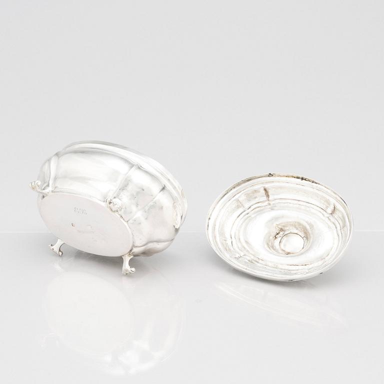 Sockerskrin, silver, troligen Andreas Schneider (1759-1761), Augsburg. Rokoko.