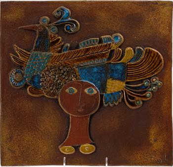 VÄGGPLAKETT, keramik. Stig Lindberg Gustavsberg.