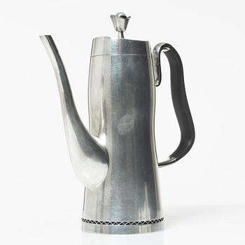 A three-piece silver coffee service by Helge Lindgren for K. Andersson, Stockholm, 1958.