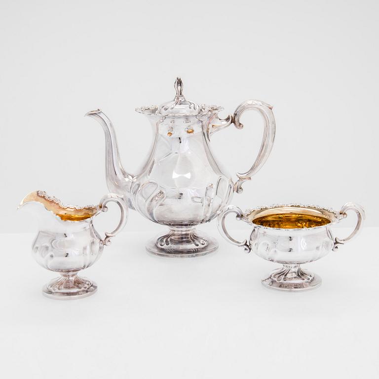 A 3-piece silver coffee set, Auran Kultaseppä, Turku 1982-1983.