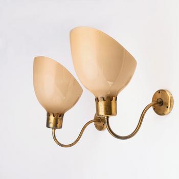 Harald Notini, a pair of large wall sconces, model '8566/A', Arvid Böhlmarks Lampfabrik, Sweden, 1940s.