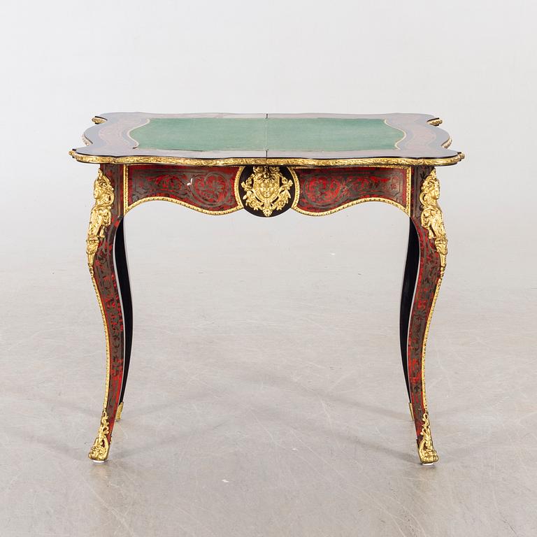 A late 20th century card table in Boulle-style.