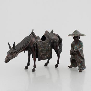 Figurin, cloissoné och brons, Kina, sen Qing/tidigt 1900-tal.
