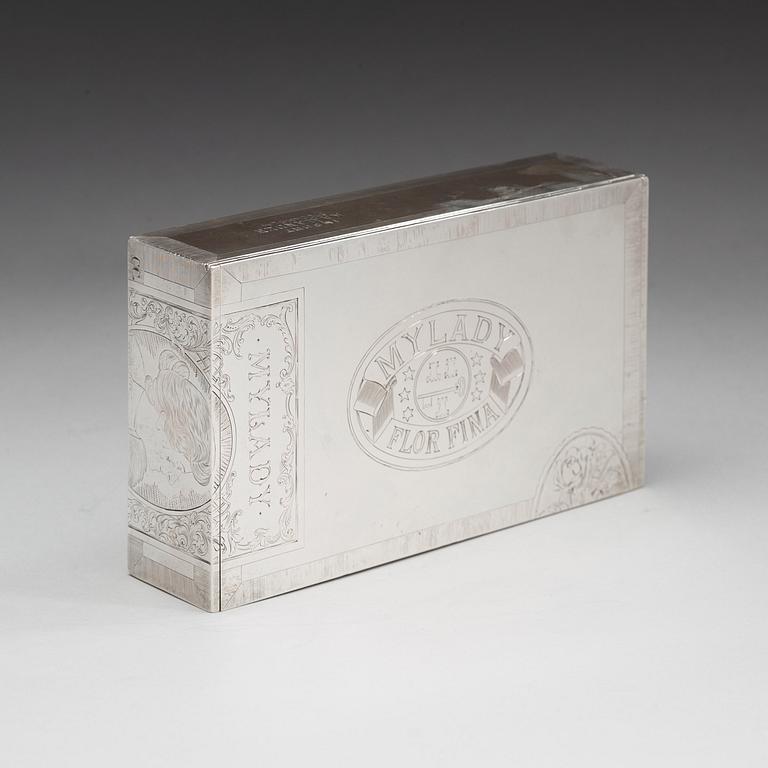 C G HALLBERG, Stockholm 1908, cigarrskrin, silver.