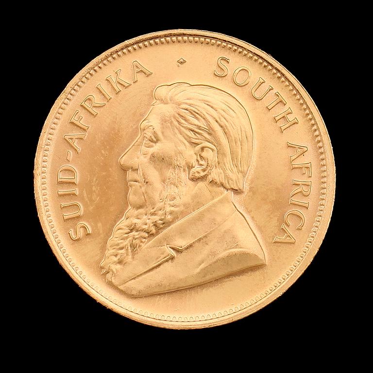 GULDMYNT, finguld, Krugerrand, Sydafrika, 1981. Vikt ca 34 g.