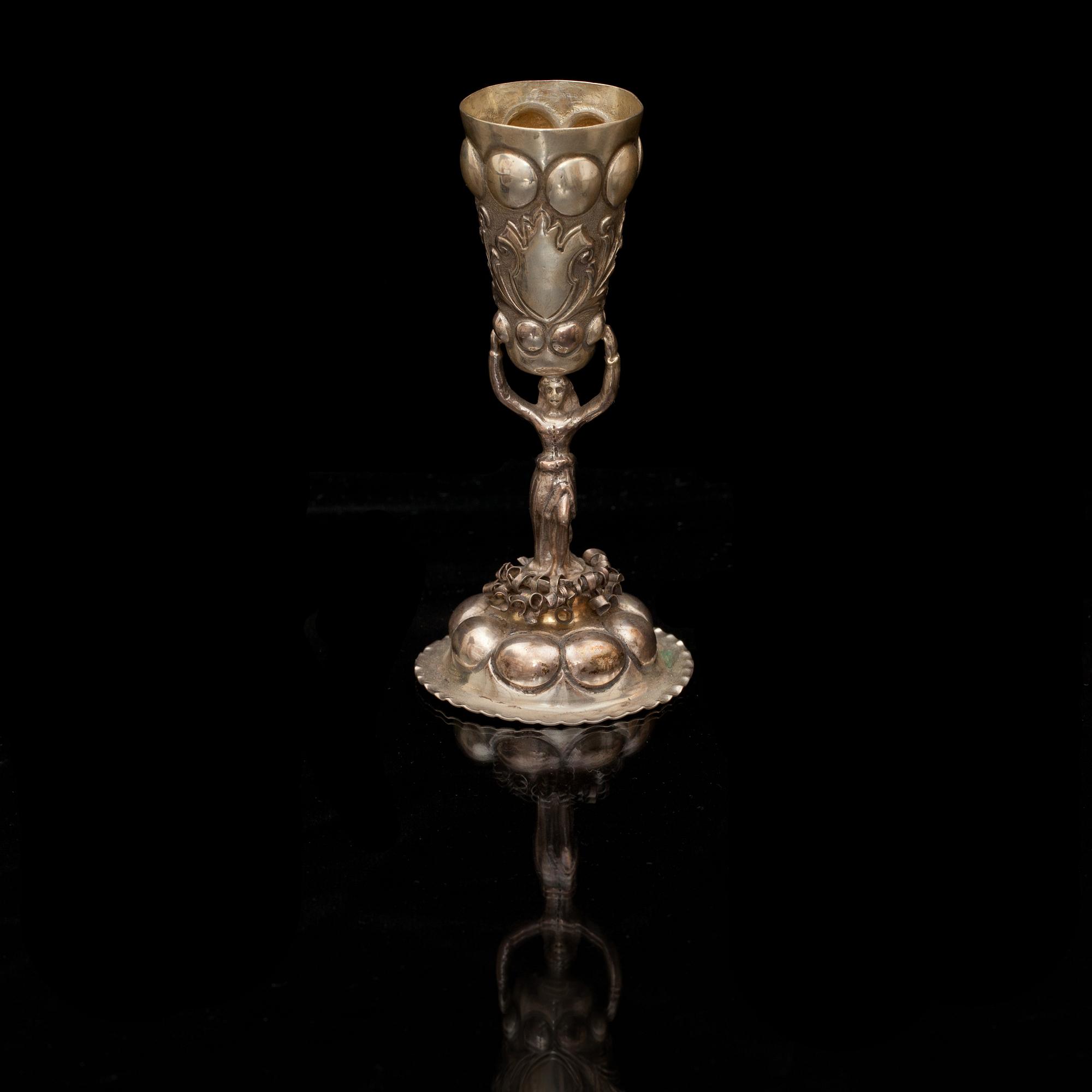 BRÖLLOPSBÄGARE, silver, 1800-tal. Vikt c:a 60 g.