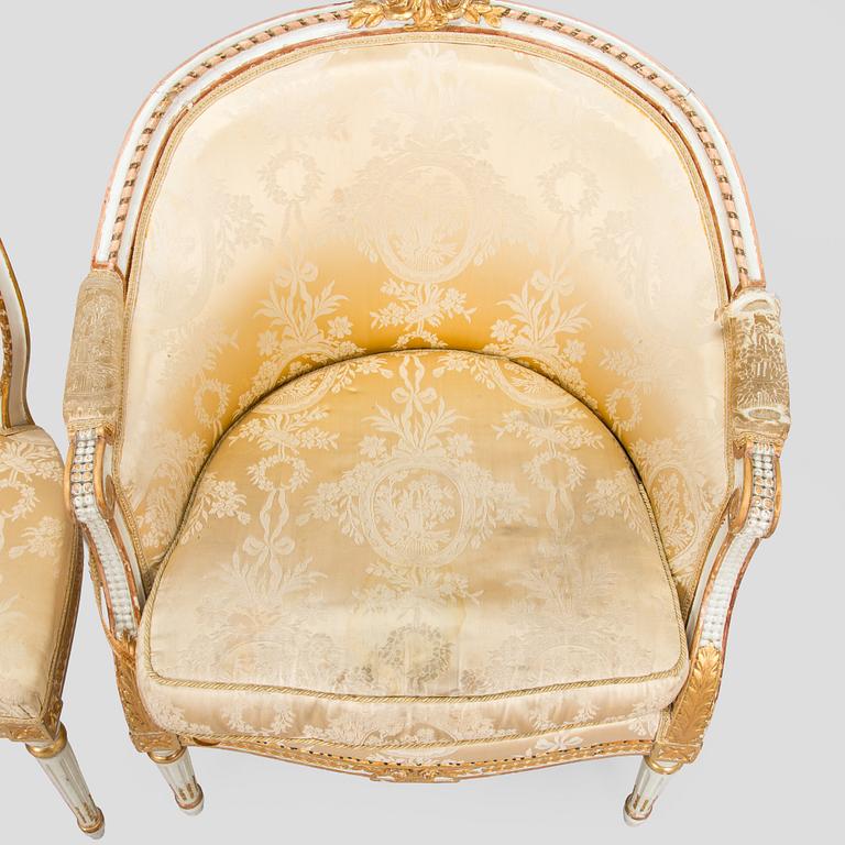 An 8-piece Gustavian style furniture set, late 19th century.